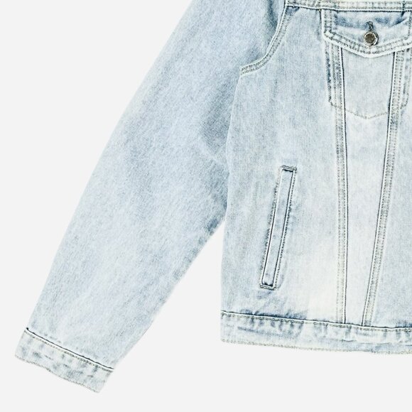 NWOT Rebecca Minkoff Women's Rhinestones Light Blue Denim Jacket Size Medium - Picture 7 of 12